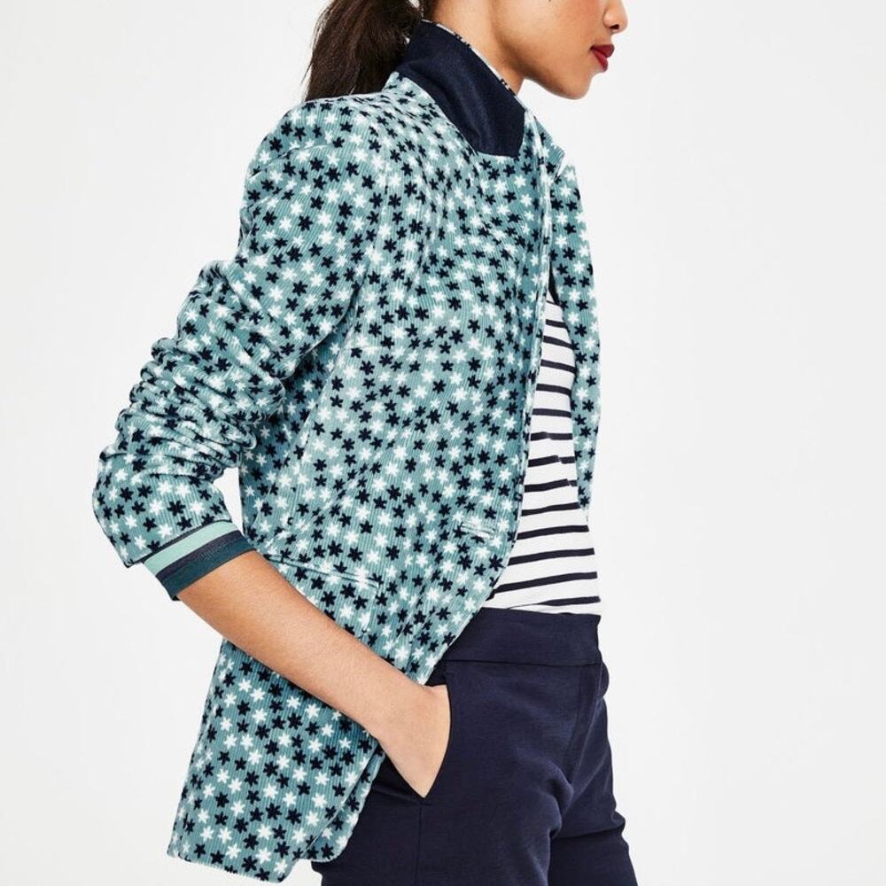 Boden Blazer Corduroy Star Print Jacket Oxshott Teal Blue White Stars Preppy 8‎